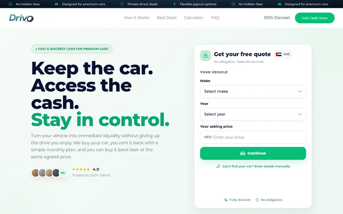 Drivo website designed by First Lab